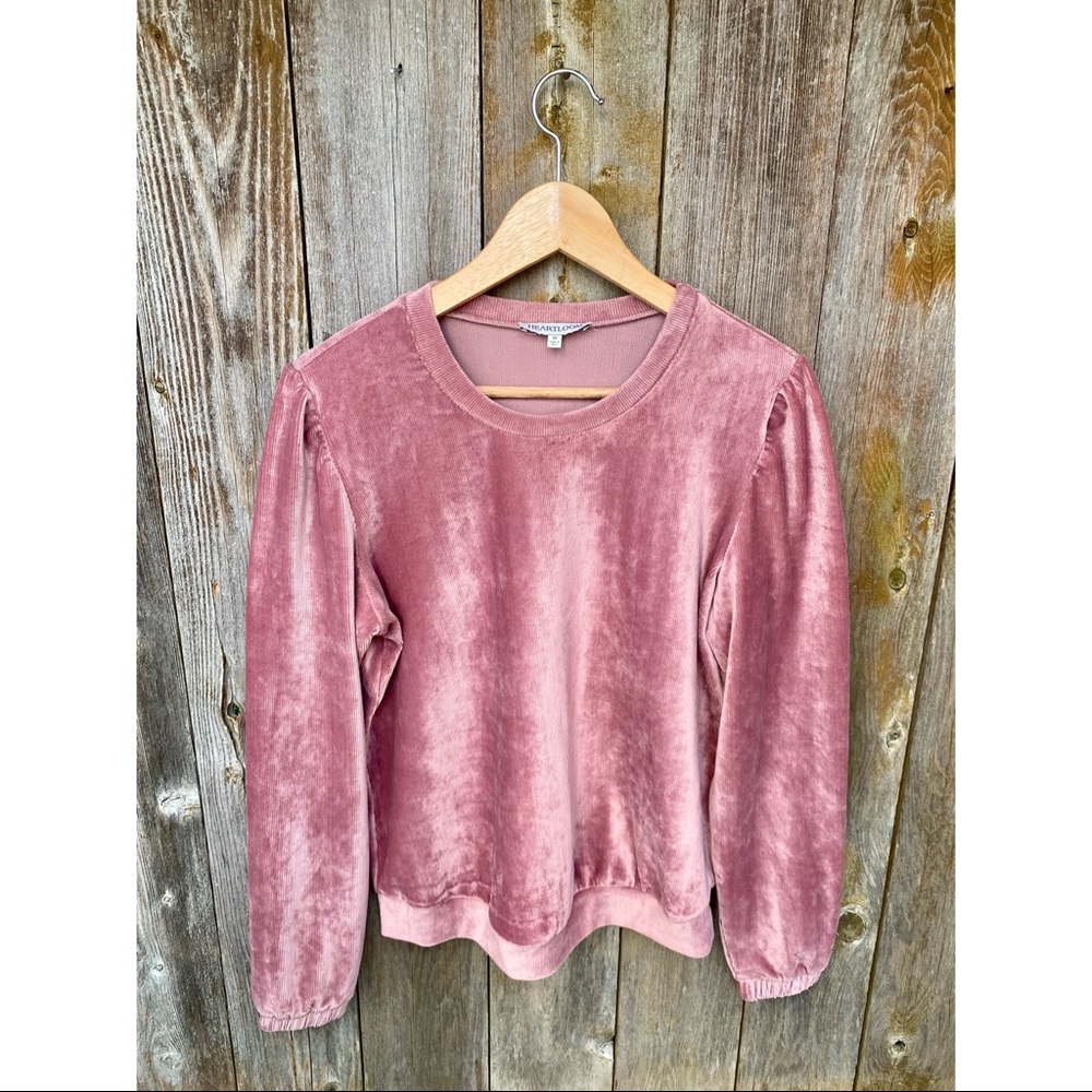 HEARTLOOM Alli velvet sweatshirt blush pink